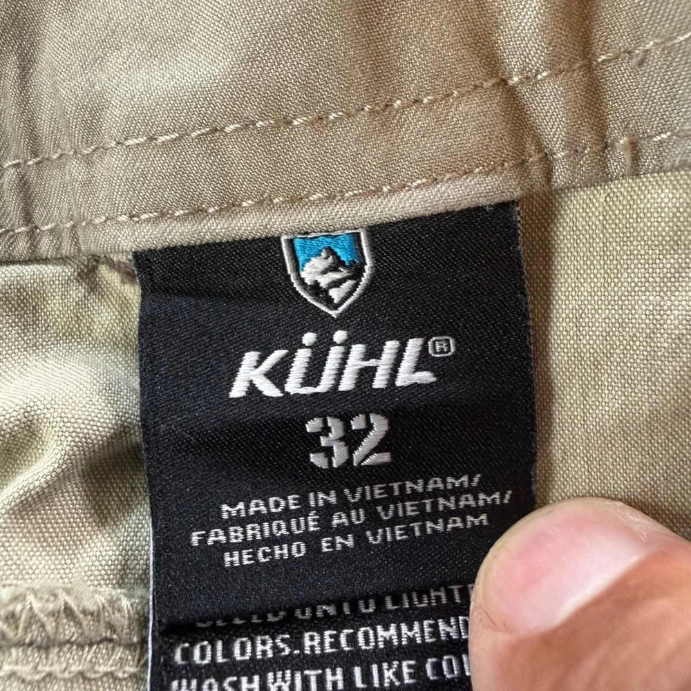 Kuhl Mens 32 Olive Green Vintage Patina Dye Cargo‎ Hiking Shorts 1988